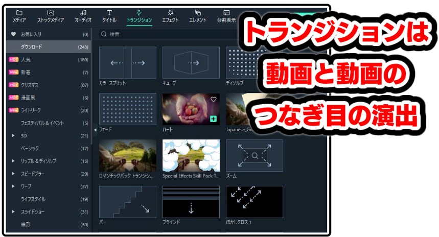 Filmoraステップ④｜トランジションを使いこなす